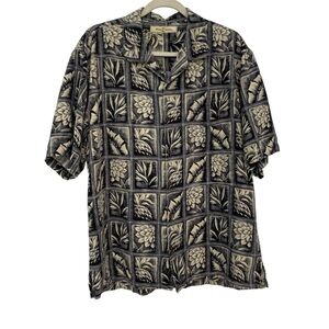 Men's Tommy Bahama Gray Floral Design 100% Silk Button Down